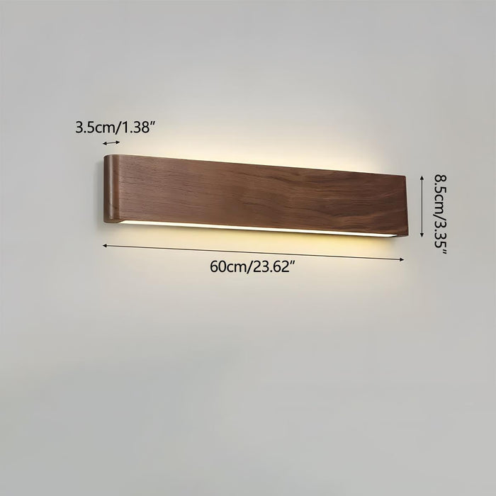 LED Indoor Wall Sconce - Modern Walnut Solid Wood - Rectangular Design for Home Lighting