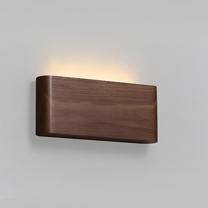LED Indoor Wall Sconce - Modern Walnut Solid Wood - Rectangular Design for Home Lighting