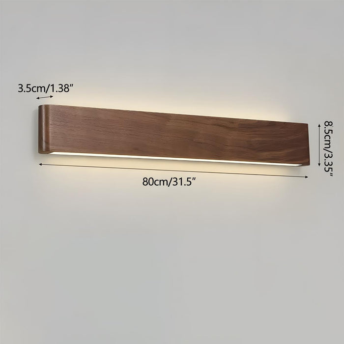 LED Indoor Wall Sconce - Modern Walnut Solid Wood - Rectangular Design for Home Lighting