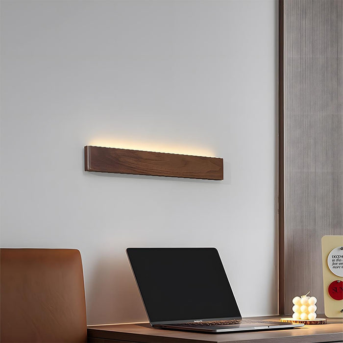 LED Indoor Wall Sconce - Modern Walnut Solid Wood - Rectangular Design for Home Lighting