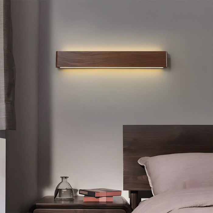 LED Indoor Wall Sconce - Modern Walnut Solid Wood - Rectangular Design for Home Lighting