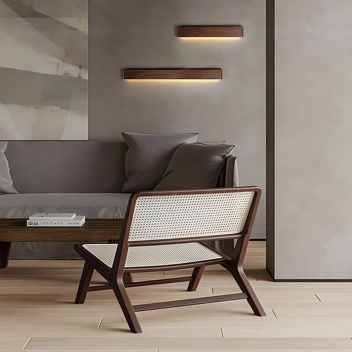LED Indoor Wall Sconce - Modern Walnut Solid Wood - Rectangular Design for Home Lighting