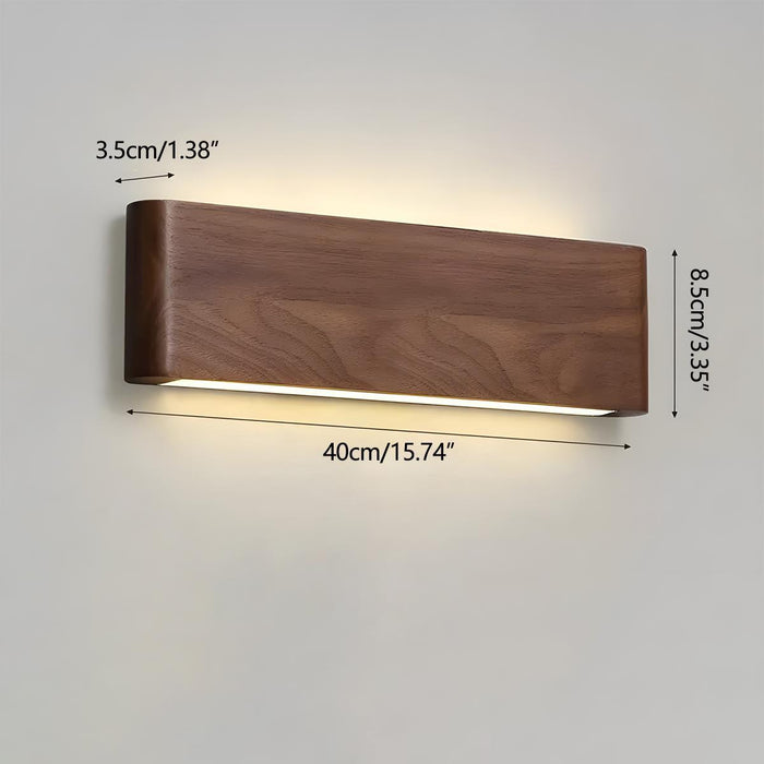 LED Indoor Wall Sconce - Modern Walnut Solid Wood - Rectangular Design for Home Lighting