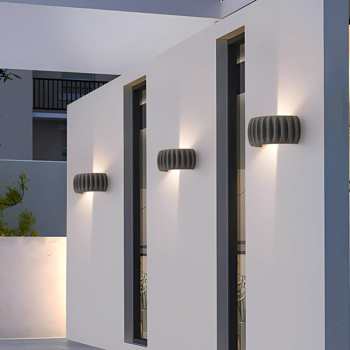 LED Outdoor Wall Lights - Modern Waterproof Arc Cement Carve Up/Down Design