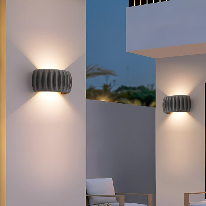 LED Outdoor Wall Lights - Modern Waterproof Arc Cement Carve Up/Down Design