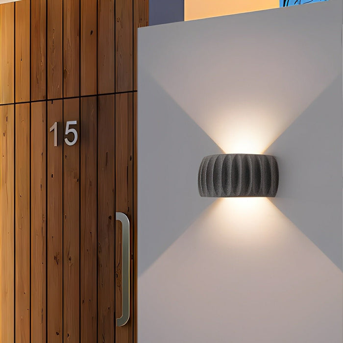 LED Outdoor Wall Lights - Modern Waterproof Arc Cement Carve Up/Down Design