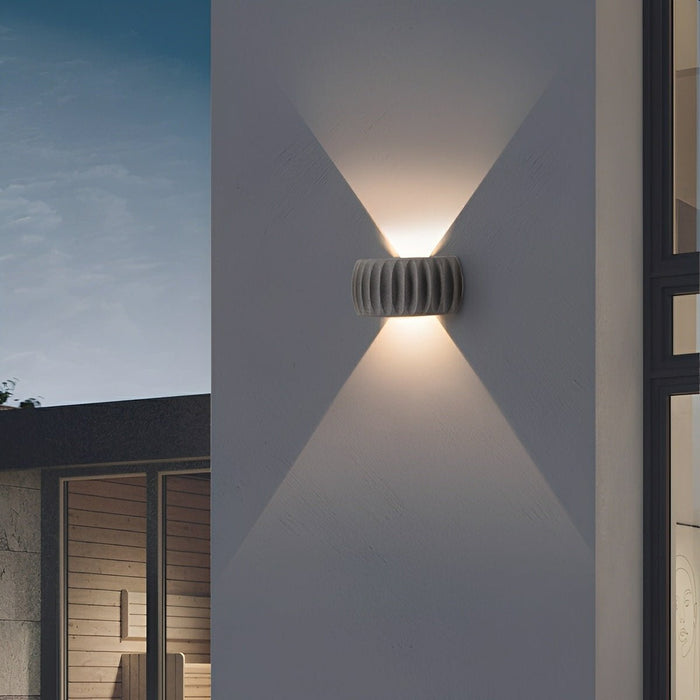 LED Outdoor Wall Lights - Modern Waterproof Arc Cement Carve Up/Down Design
