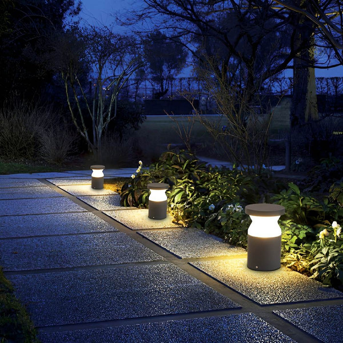Modern Cylinder Outdoor Pathway Light, Waterproof LED Lawn Lighting for Garden/Yard/Patio, Hardwired