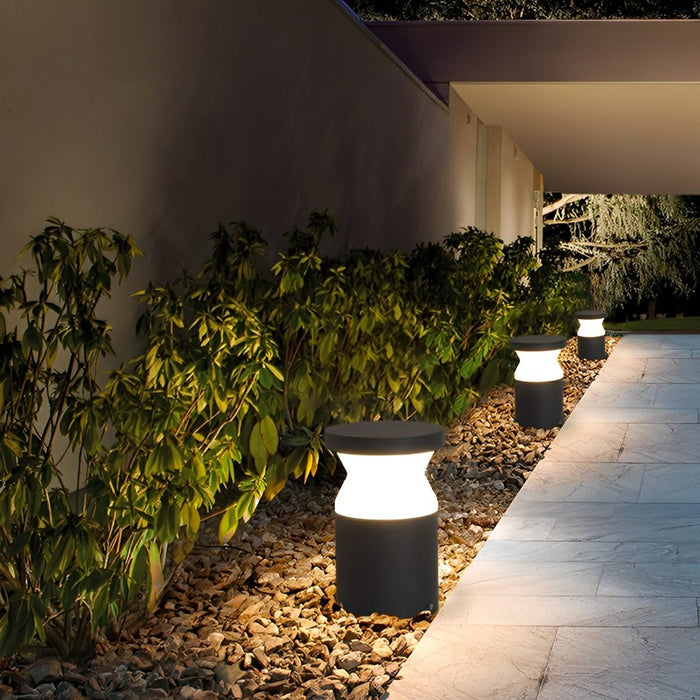 Modern Cylinder Outdoor Pathway Light, Waterproof LED Lawn Lighting for Garden/Yard/Patio, Hardwired