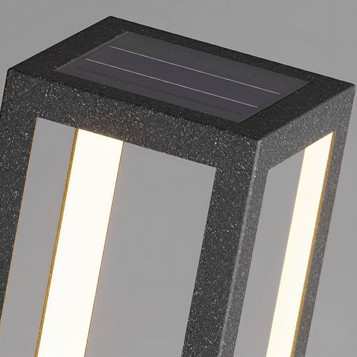 Solar/Hardwired Outdoor LED Pillar Light, IP65 Waterproof, Modern Garden Path Lighting, Hollow Planter Design