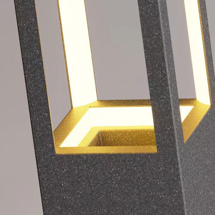 Solar/Hardwired Outdoor LED Pillar Light, IP65 Waterproof, Modern Garden Path Lighting, Hollow Planter Design