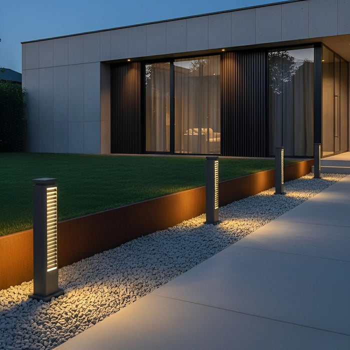 Outdoor Pathway Post Light, Waterproof LED Grille for Garden/Patio, Modern Security Illumination