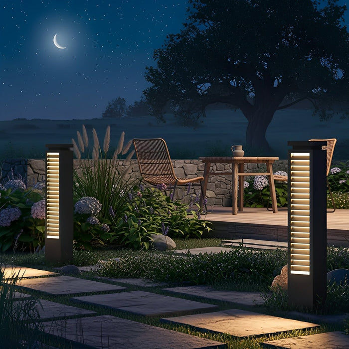 Outdoor Pathway Post Light, Waterproof LED Grille for Garden/Patio, Modern Security Illumination