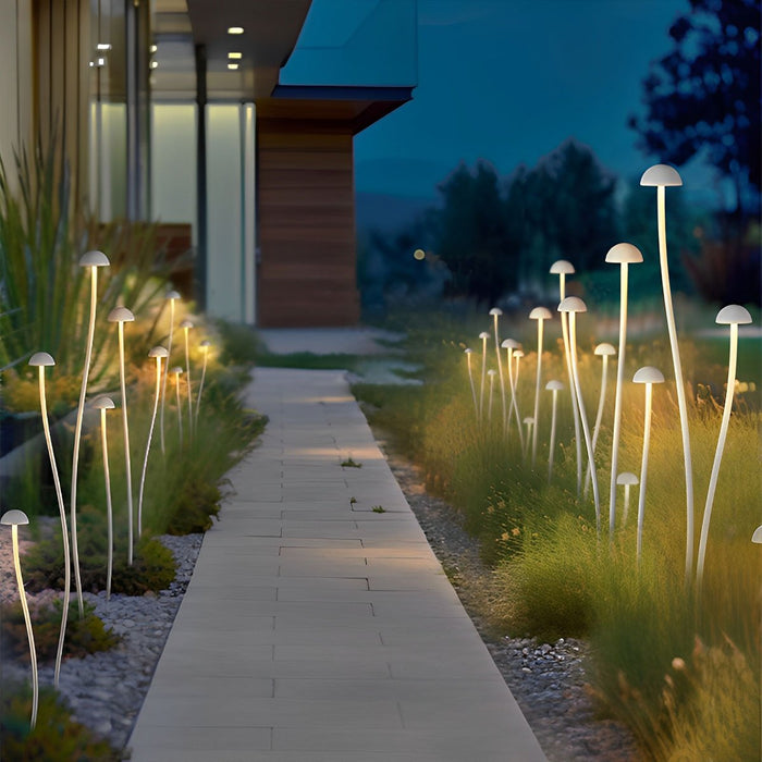 Waterproof LED Mushroom Path Light, Minimalist Stainless Steel for Garden/Patio/Yard, Modern Landscape Illumination