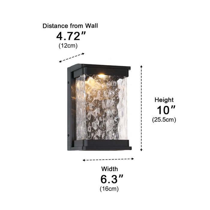 Outdoor LED Wall Light, Waterproof Porch Sconce, Modern Water Wave Lighting for Patio/Deck/Entryway