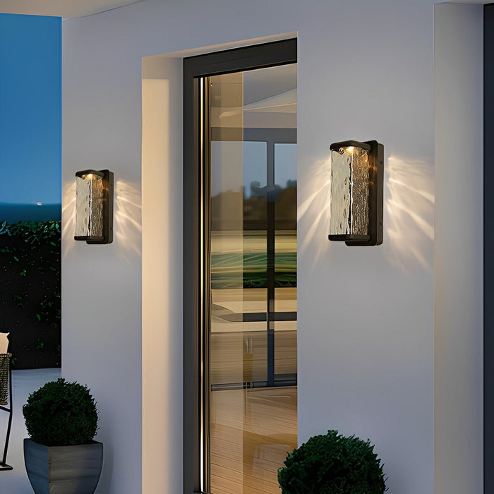 Outdoor LED Wall Light, Waterproof Porch Sconce, Modern Water Wave Lighting for Patio/Deck/Entryway