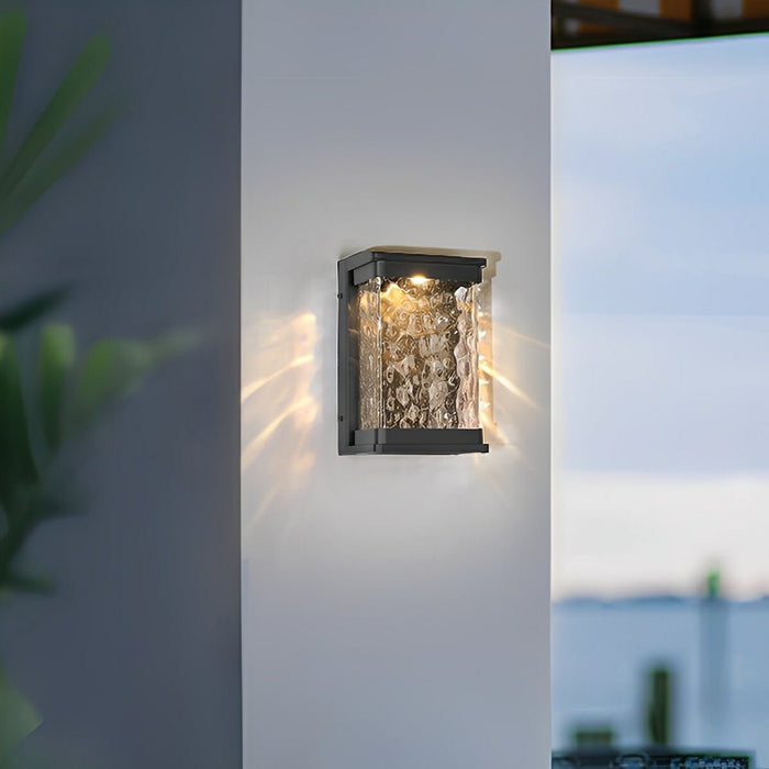 Outdoor LED Wall Light, Waterproof Porch Sconce, Modern Water Wave Lighting for Patio/Deck/Entryway