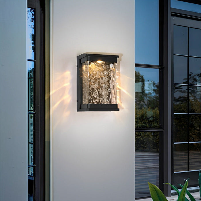Outdoor LED Wall Light, Waterproof Porch Sconce, Modern Water Wave Lighting for Patio/Deck/Entryway