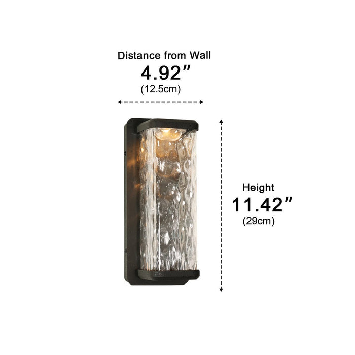 Outdoor LED Wall Light, Waterproof Porch Sconce, Modern Water Wave Lighting for Patio/Deck/Entryway