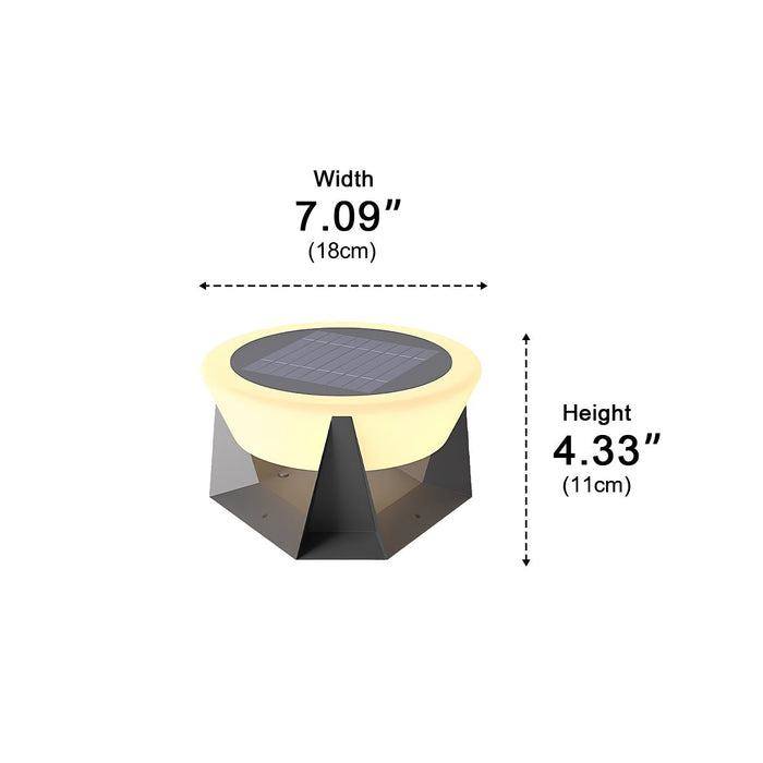 Solar LED Outdoor Post Light, Waterproof Round Modern, Garden/Yard/Patio/Fence