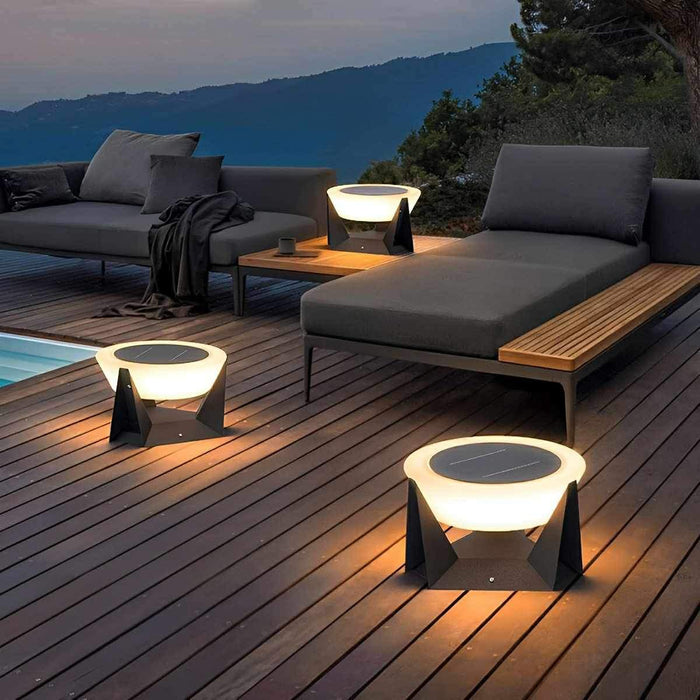 Solar LED Outdoor Post Light, Waterproof Round Modern, Garden/Yard/Patio/Fence