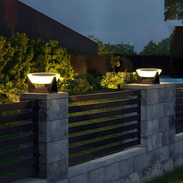 Solar LED Outdoor Post Light, Waterproof Round Modern, Garden/Yard/Patio/Fence