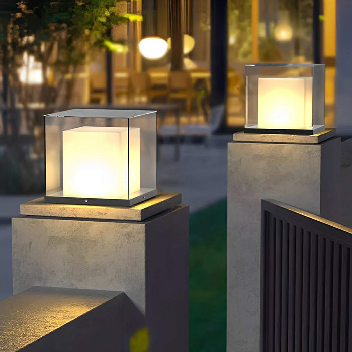 Modern Waterproof Solar Square LED Outdoor Post Lights - Garden / Patio / Fence Lighting