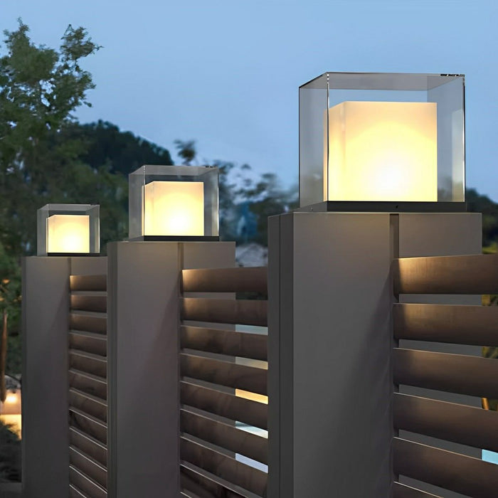 Modern Waterproof Solar Square LED Outdoor Post Lights - Garden / Patio / Fence Lighting