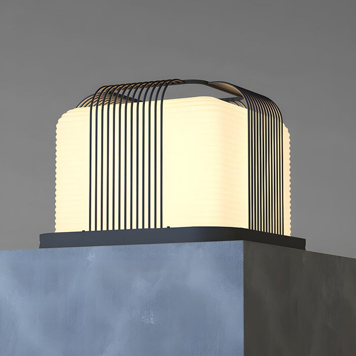Outdoor Post Light - Modern Solar Square Steel LED, Waterproof Garden Pathway Lighting
