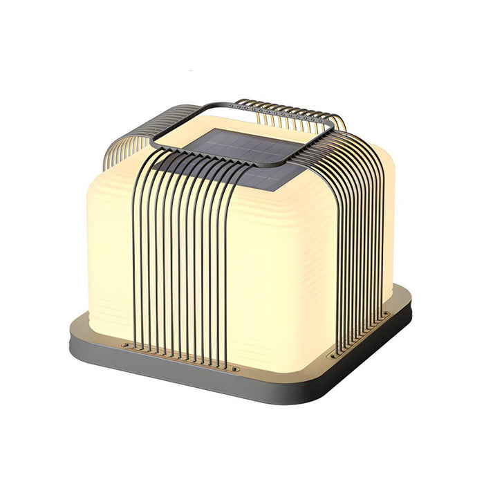 Outdoor Post Light - Modern Solar Square Steel LED, Waterproof Garden Pathway Lighting