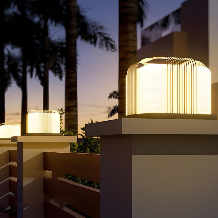 Outdoor Post Light - Modern Solar Square Steel LED, Waterproof Garden Pathway Lighting