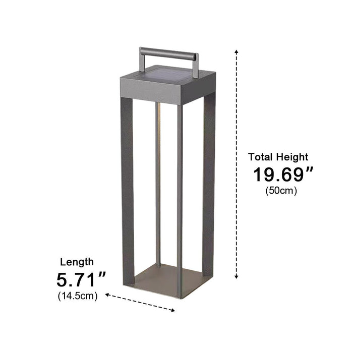 Solar Waterproof LED Outdoor Floor Lamp, Rechargeable Rectangular Modern for Patio/Porch/Garden/Yard