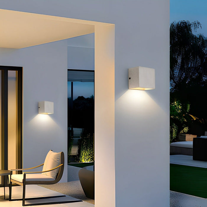 Cement Square LED Outdoor Wall Sconce, IP65 Weatherproof, Modern Minimalist Design for Patio/Porch/Entryway