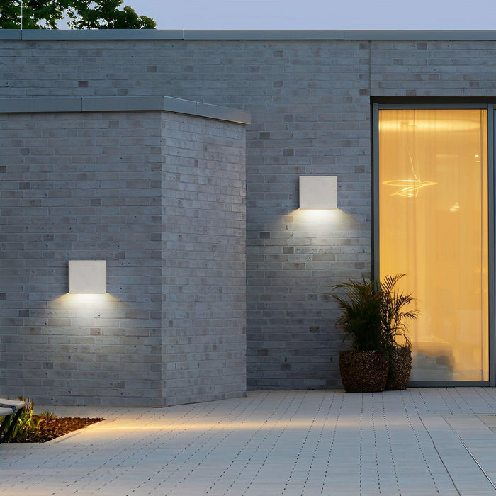 Cement Square LED Outdoor Wall Sconce, IP65 Weatherproof, Modern Minimalist Design for Patio/Porch/Entryway