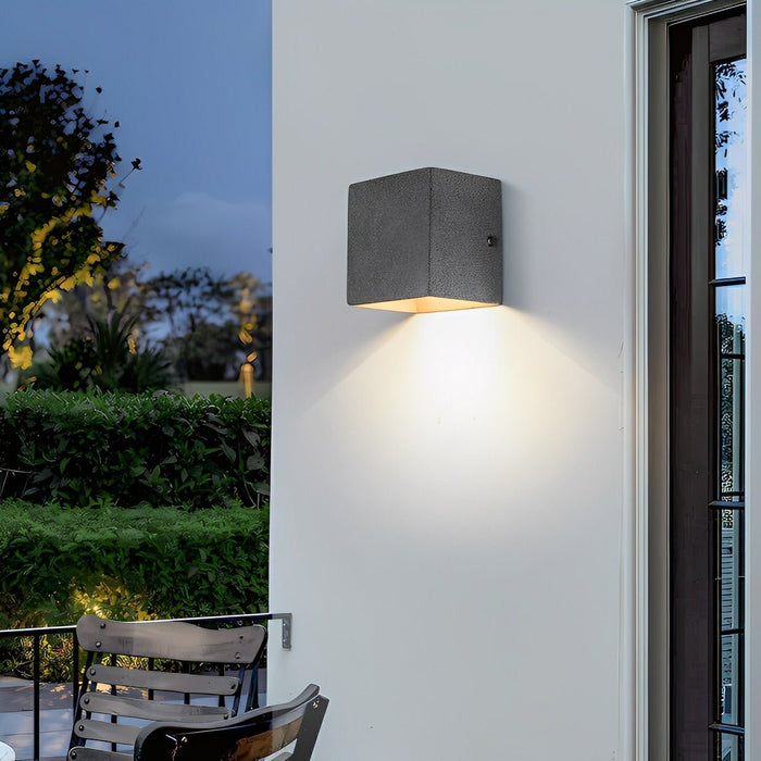 Cement Square LED Outdoor Wall Sconce, IP65 Weatherproof, Modern Minimalist Design for Patio/Porch/Entryway