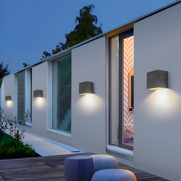 Cement Square LED Outdoor Wall Sconce, IP65 Weatherproof, Modern Minimalist Design for Patio/Porch/Entryway