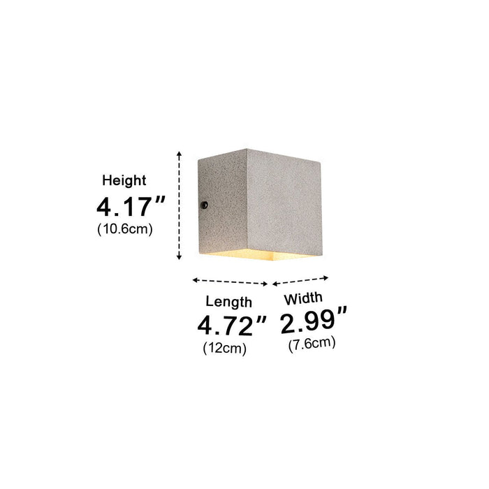 Cement Square LED Outdoor Wall Sconce, IP65 Weatherproof, Modern Minimalist Design for Patio/Porch/Entryway