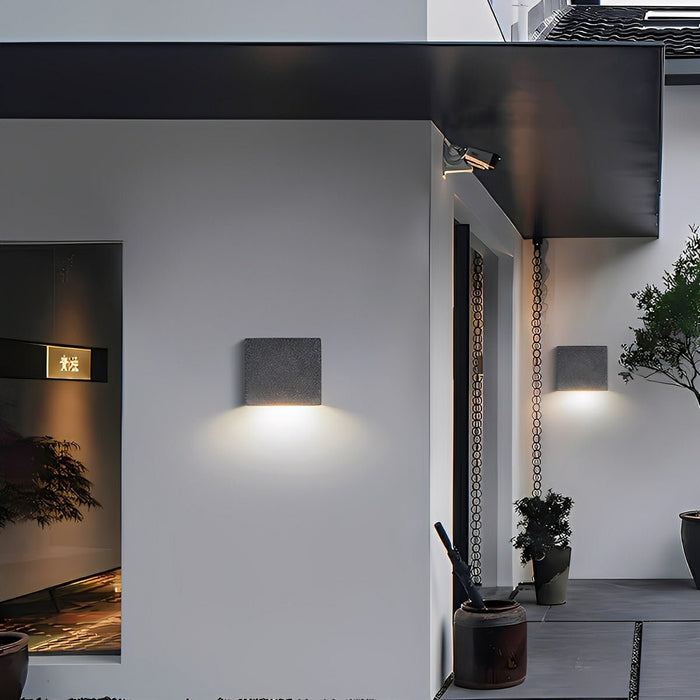 Cement Square LED Outdoor Wall Sconce, IP65 Weatherproof, Modern Minimalist Design for Patio/Porch/Entryway