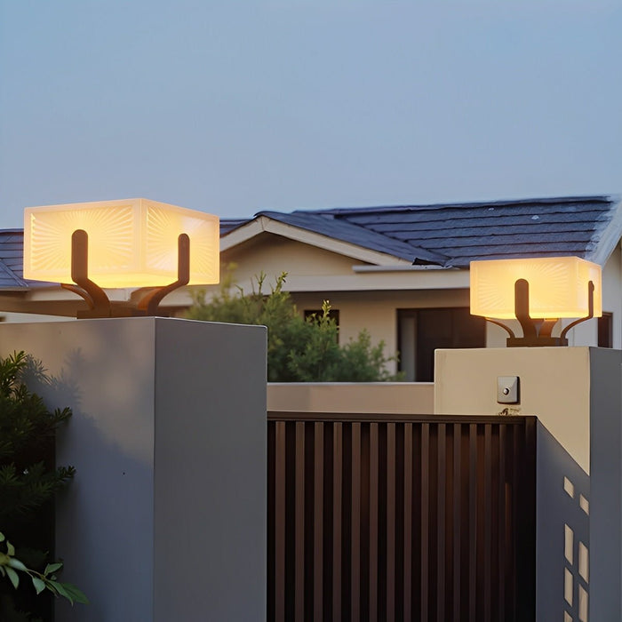 Modern Waterproof Solar Square LED Outdoor Post Lights - Garden / Patio / Fence Lighting