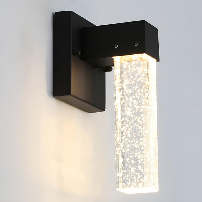 Modern Waterproof Square Long Strip Crystal LED Outdoor Wall Light Fixture - Contemporary Exterior Lighting