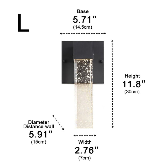 Modern Waterproof Square Long Strip Crystal LED Outdoor Wall Light Fixture - Contemporary Exterior Lighting