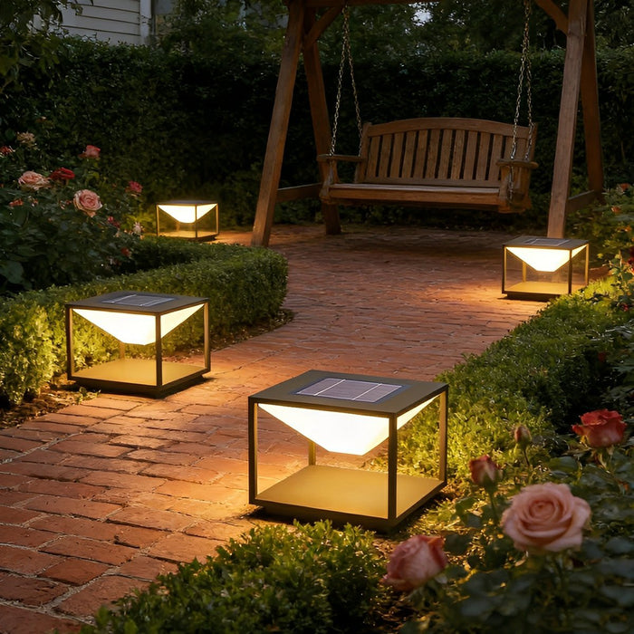Outdoor Post Lights - Modern Waterproof Solar Square Mountain LED for Garden, Patio, Pathway