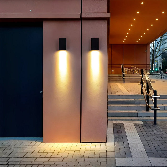 Solar Wall Sconce - Up/Down LED Outdoor Lighting, Waterproof Aluminum Glass Fixture