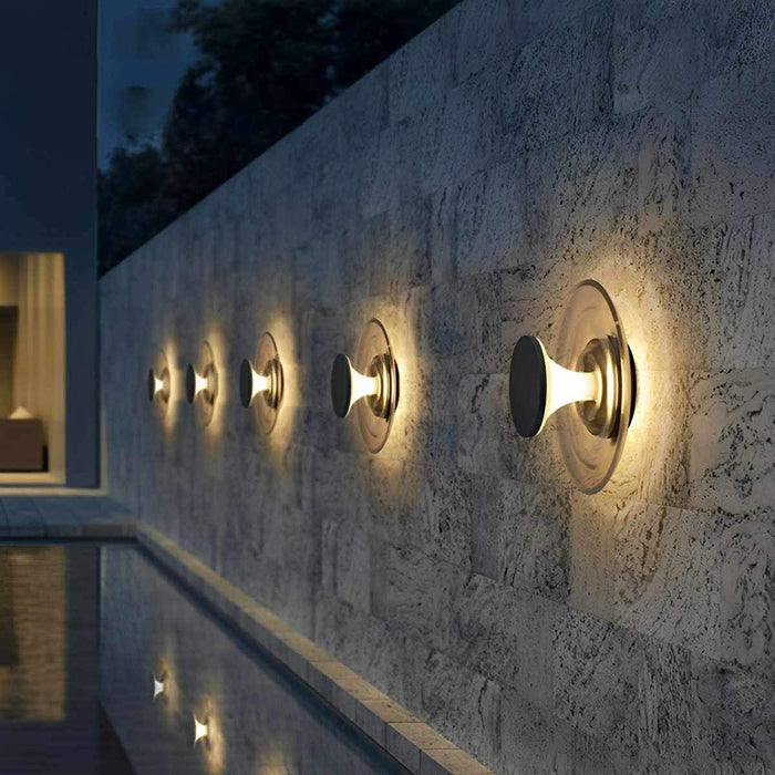 Modern Waterproof Water Fountain LED Outdoor Post Light - Contemporary Flared Shape / Decorative Water Ripple Effect - Solar Powered, Garden Patio Yard Lighting