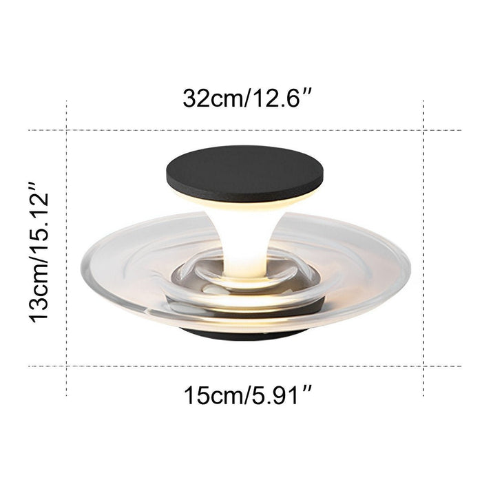 Modern Waterproof Water Fountain LED Outdoor Post Light - Contemporary Flared Shape / Decorative Water Ripple Effect - Solar Powered, Garden Patio Yard Lighting