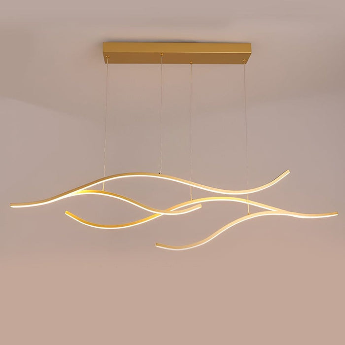 Modern Waves Shaped Island Chandelier Dining Room