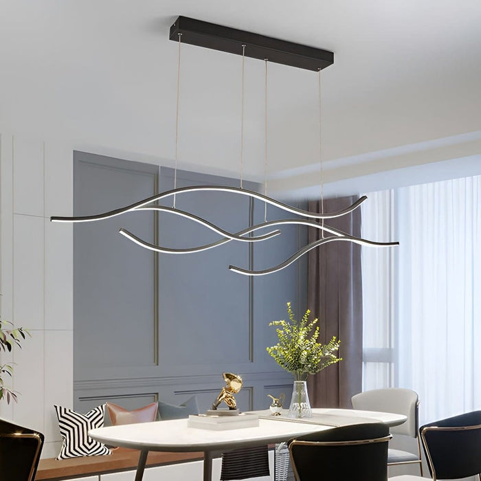 Modern Waves Shaped Island Chandelier Dining Room