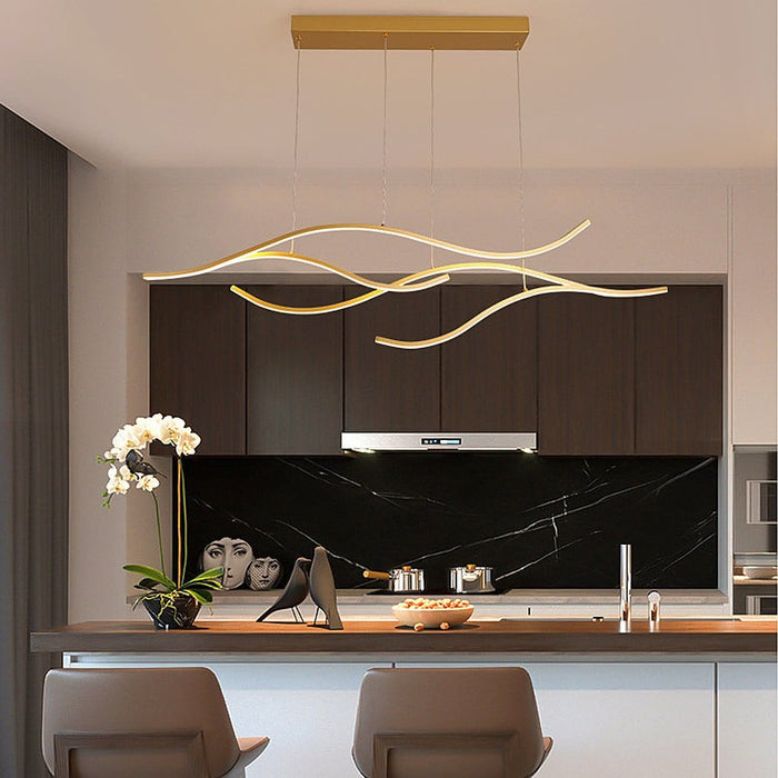 Modern Waves Shaped Island Chandelier Dining Room