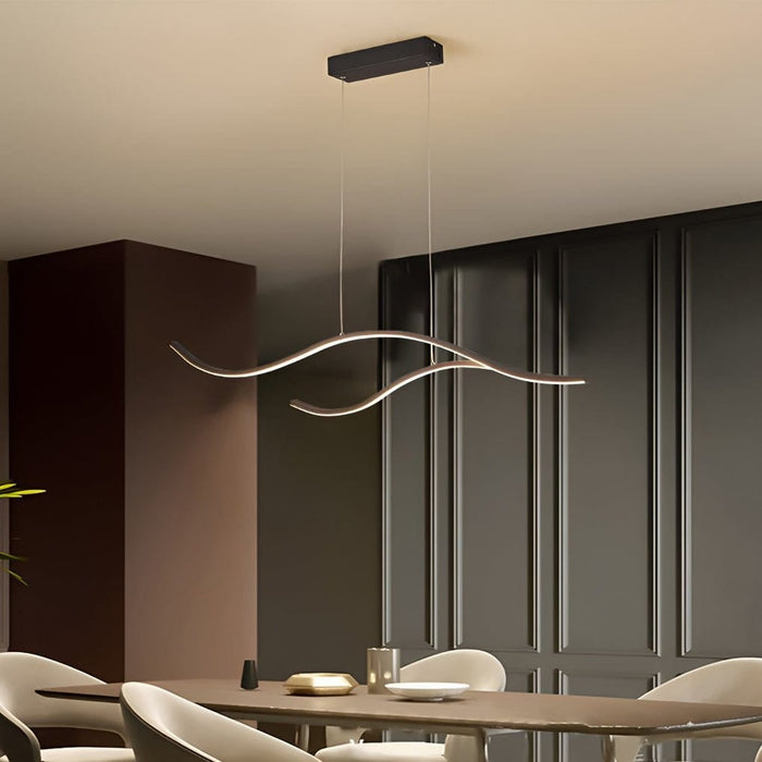 Modern Waves Shaped Island Chandelier Dining Room