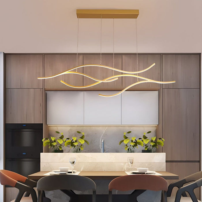 Modern Waves Shaped Island Chandelier Dining Room